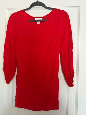 Motherhood Red Long Sleeve Scoop Neck Maternity Top